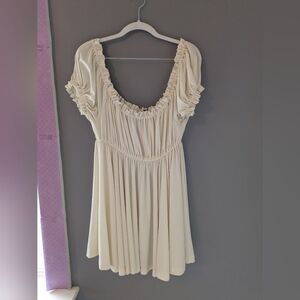Norma Kamali Cream Ruched Dress L